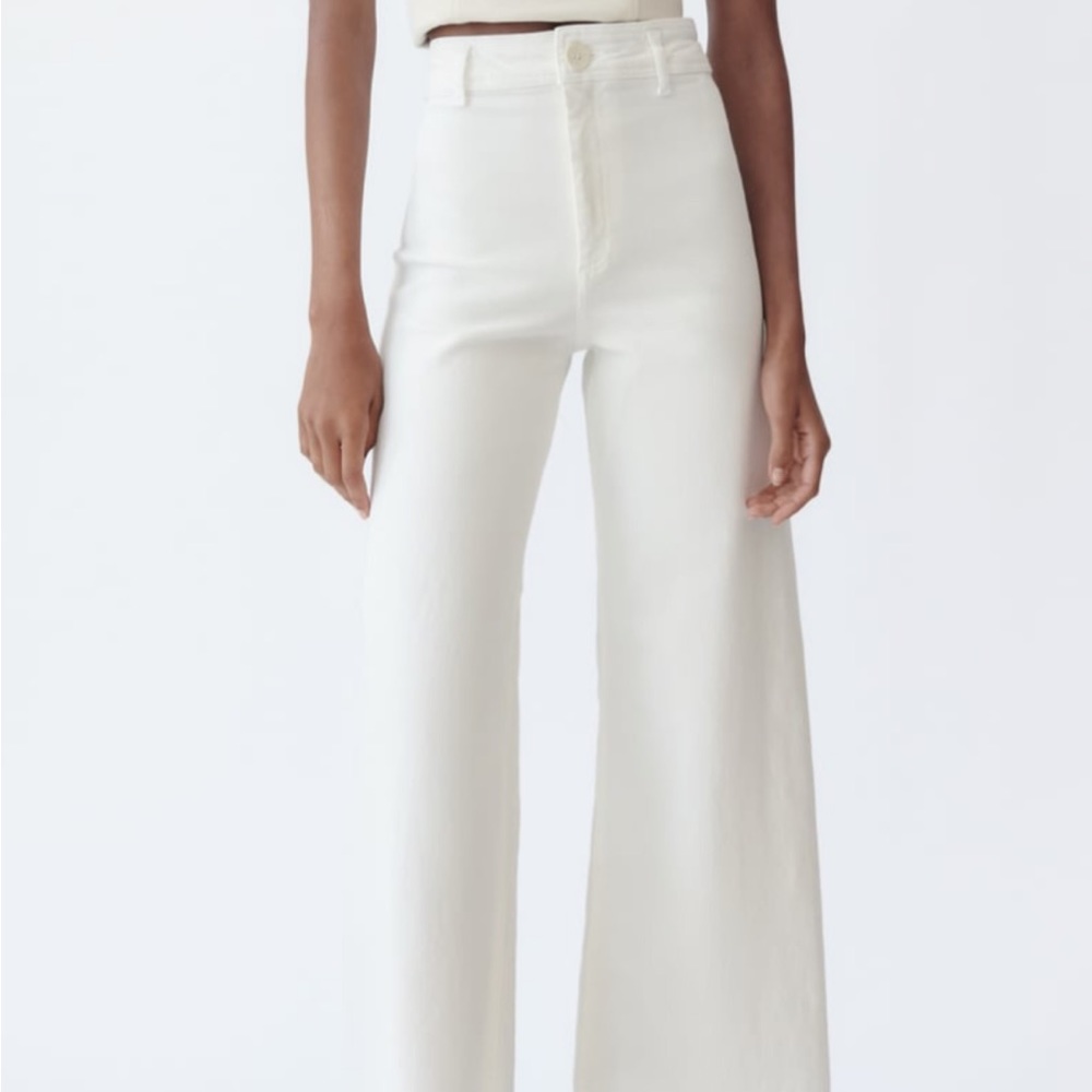 ZARA MARINE STRAIGHT WHITE JEANS